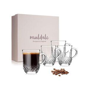 Muldale Crystal Coffee Glasses With‎ Handles Dishwasher Safe Mulled Cider Mugs